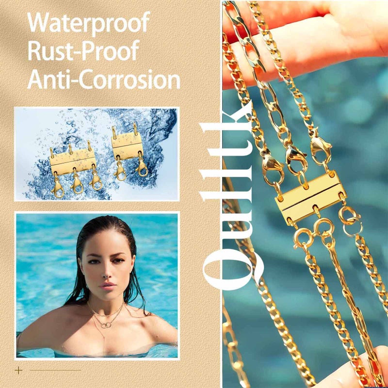 Qulltk مشبك قلادة Qulltk بطبقات من المجوهرات فاصل من الذهب والفضة عيار 18 قيراط للقلائد والسلاسل القابلة للتكديس - Image 5